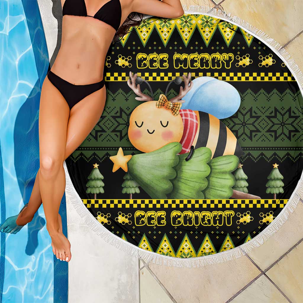 Bee Christmas Beach Blanket Cute Bumblebee - Wonder Print Shop
