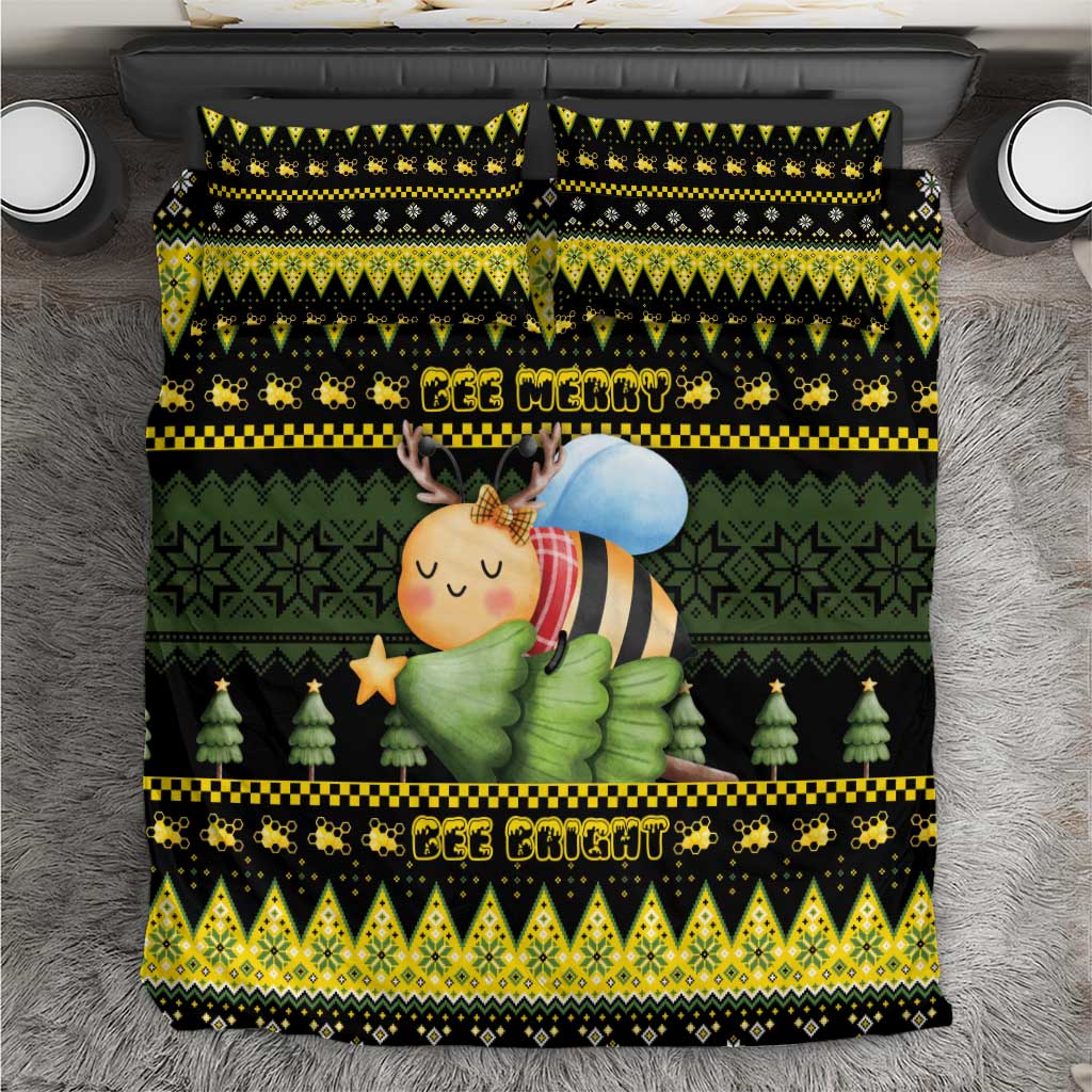 Bee Christmas Bedding Set Cute Bumblebee - Wonder Print Shop