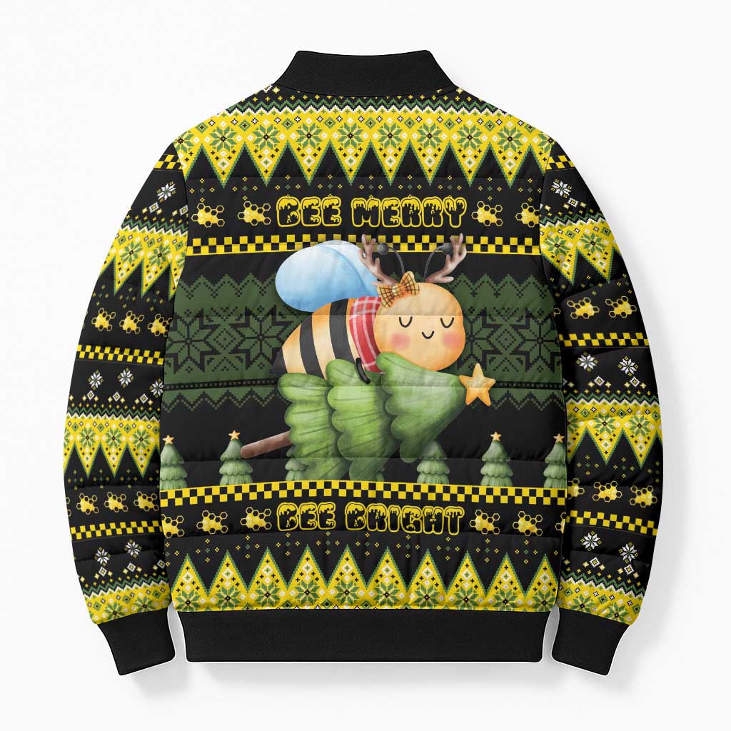 Bee Christmas Bomber Puffer Jacket Cute Bumblebee - Wonder Print Shop