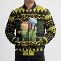 Bee Christmas Bomber Puffer Jacket Cute Bumblebee - Wonder Print Shop