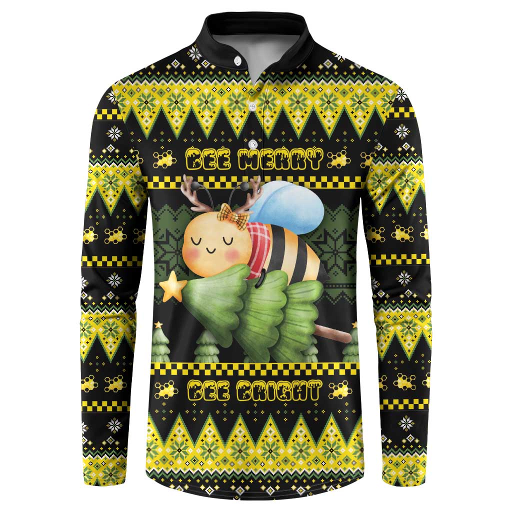 Bee Christmas Button Sweatshirt Cute Bumblebee - Wonder Print Shop