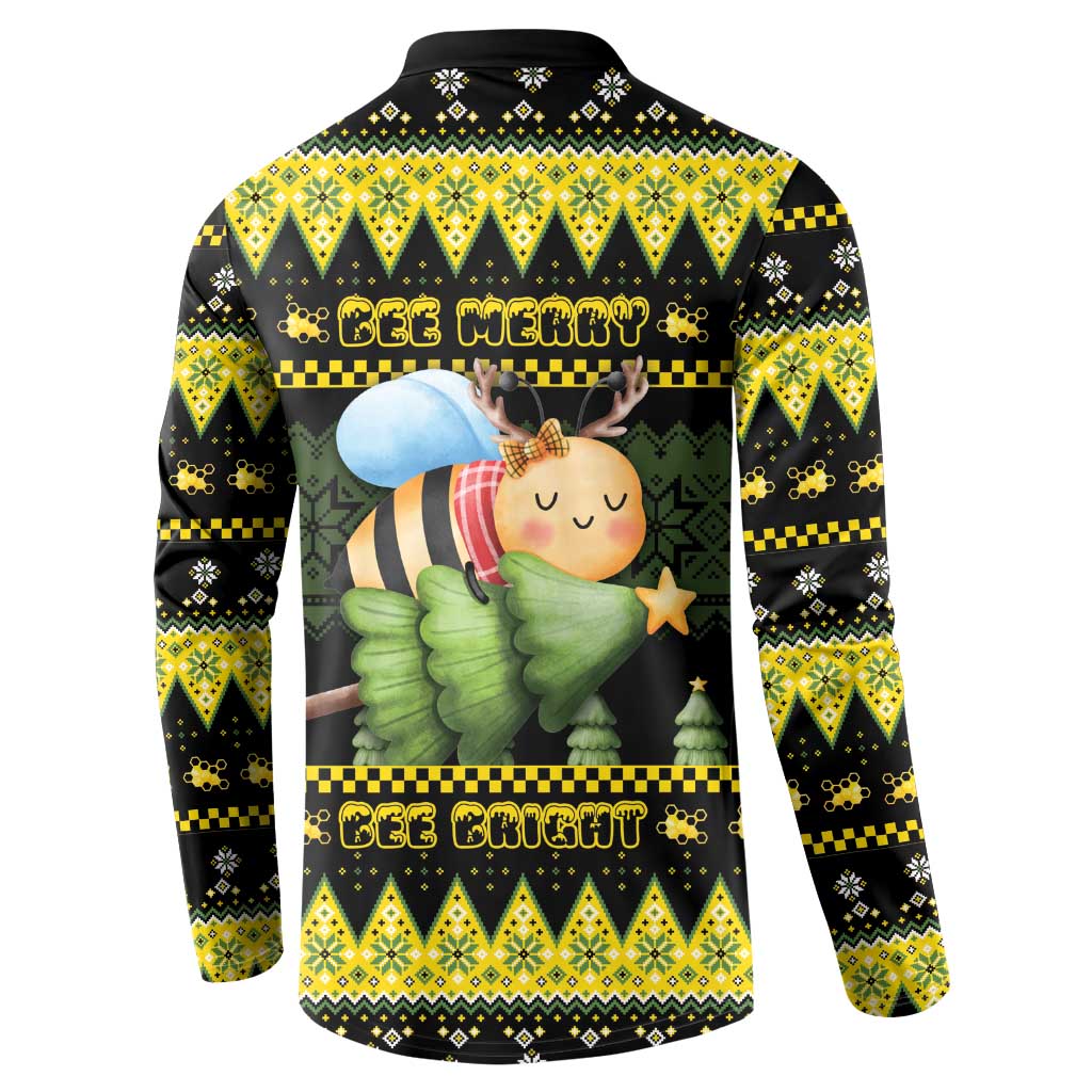 Bee Christmas Button Sweatshirt Cute Bumblebee - Wonder Print Shop