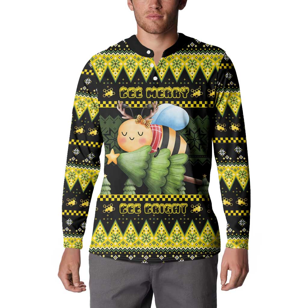 Bee Christmas Button Sweatshirt Cute Bumblebee - Wonder Print Shop