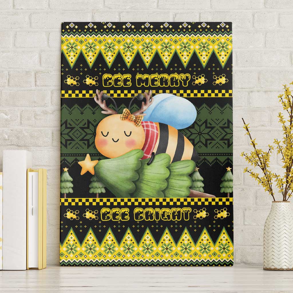 Bee Christmas Canvas Wall Art Cute Bumblebee - Wonder Print Shop