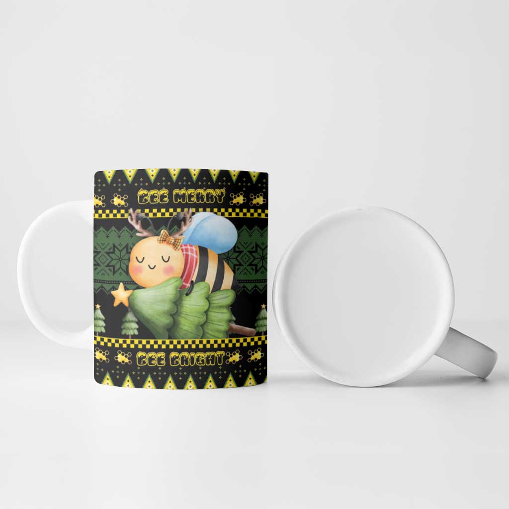 Bee Christmas Ceramic Mug Cute Bumblebee - Wonder Print Shop
