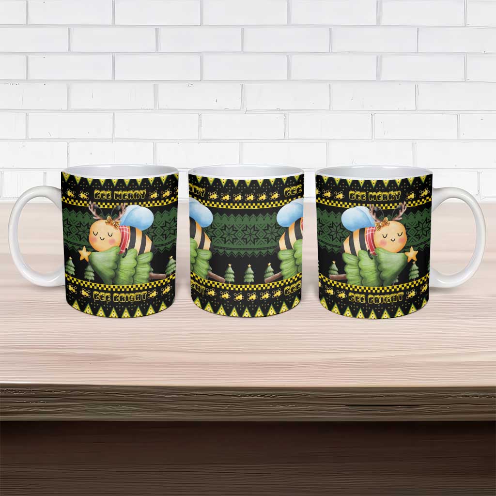 Bee Christmas Ceramic Mug Cute Bumblebee - Wonder Print Shop