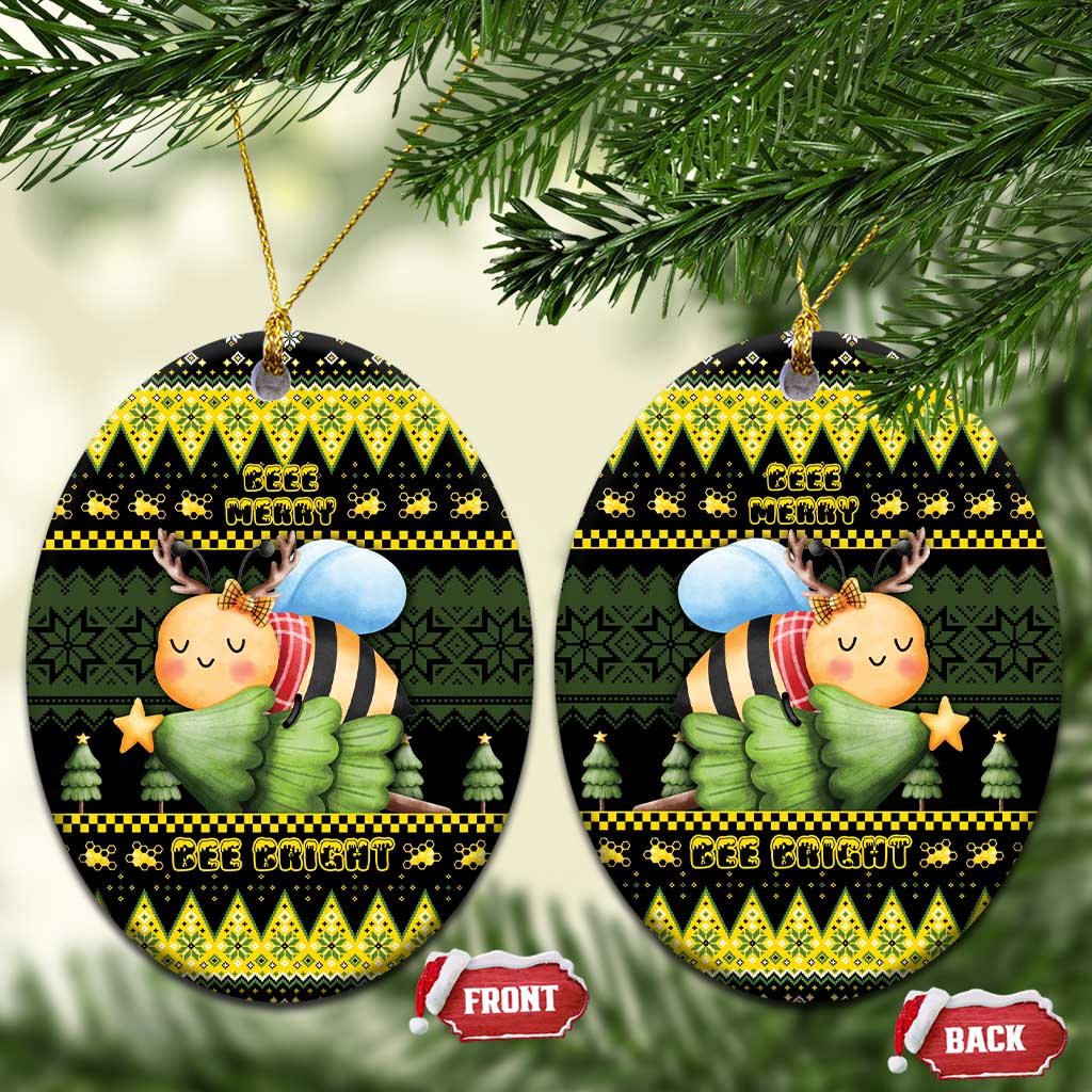 Bee Christmas Ceramic Ornament Cute Bumblebee - Wonder Print Shop