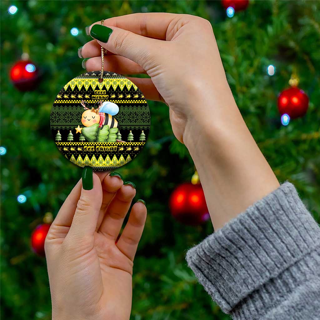 Bee Christmas Ceramic Ornament Cute Bumblebee - Wonder Print Shop