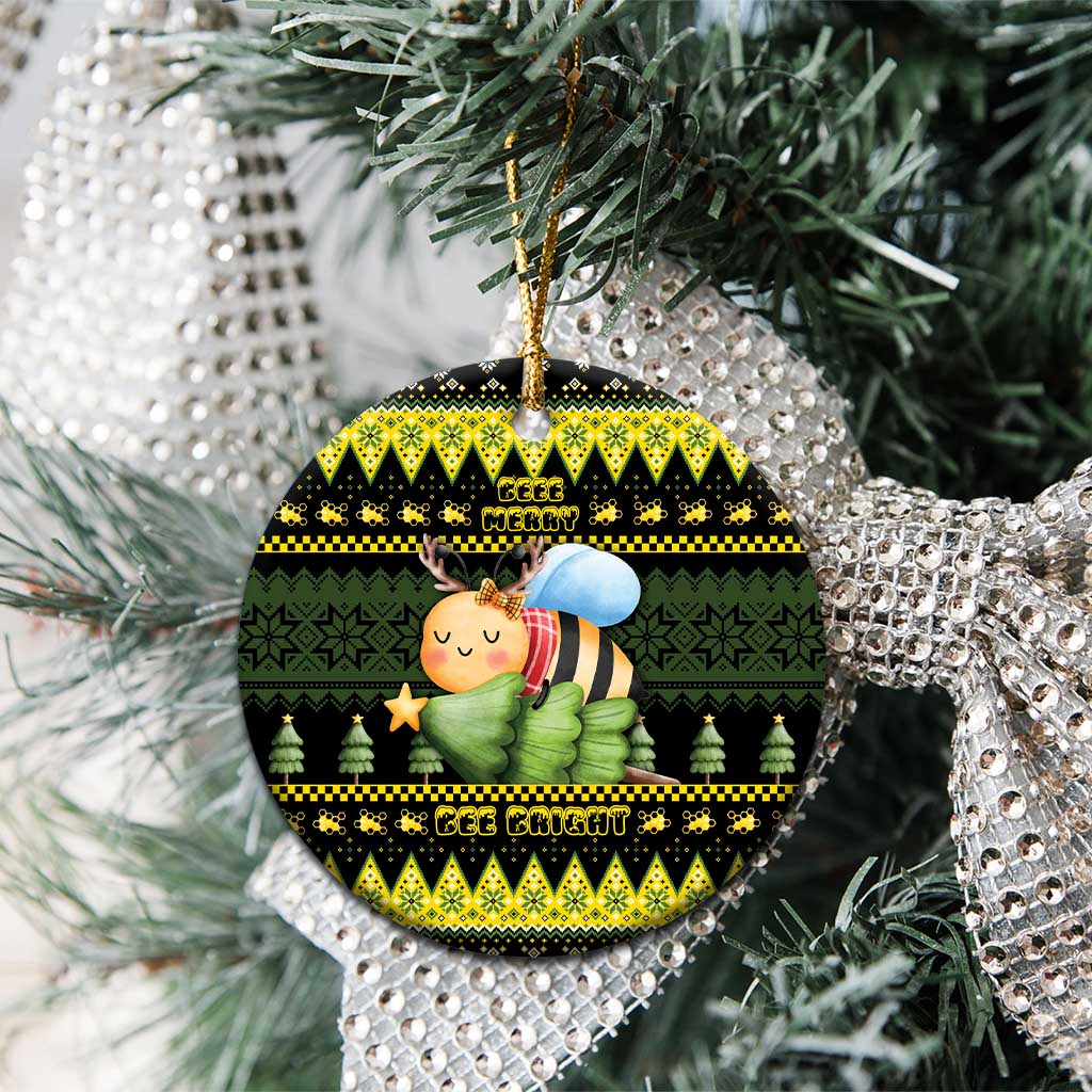 Bee Christmas Ceramic Ornament Cute Bumblebee - Wonder Print Shop