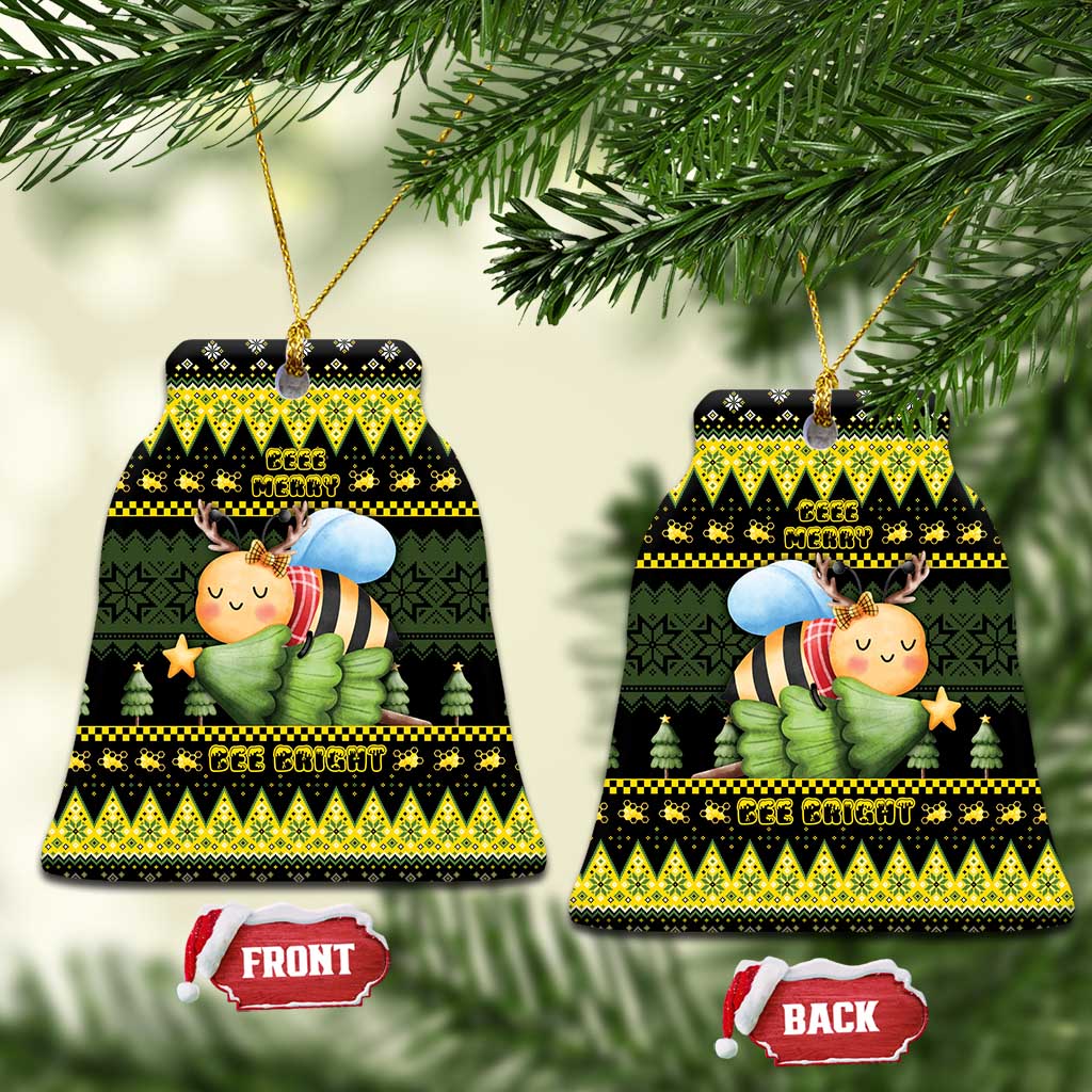 Bee Christmas Ceramic Ornament Cute Bumblebee - Wonder Print Shop