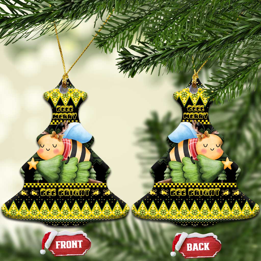 Bee Christmas Ceramic Ornament Cute Bumblebee - Wonder Print Shop