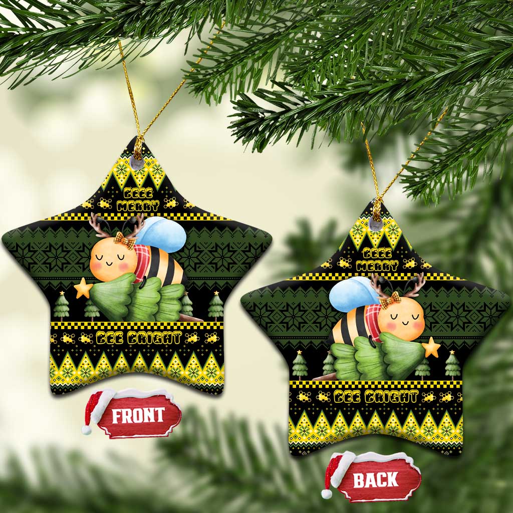 Bee Christmas Ceramic Ornament Cute Bumblebee - Wonder Print Shop