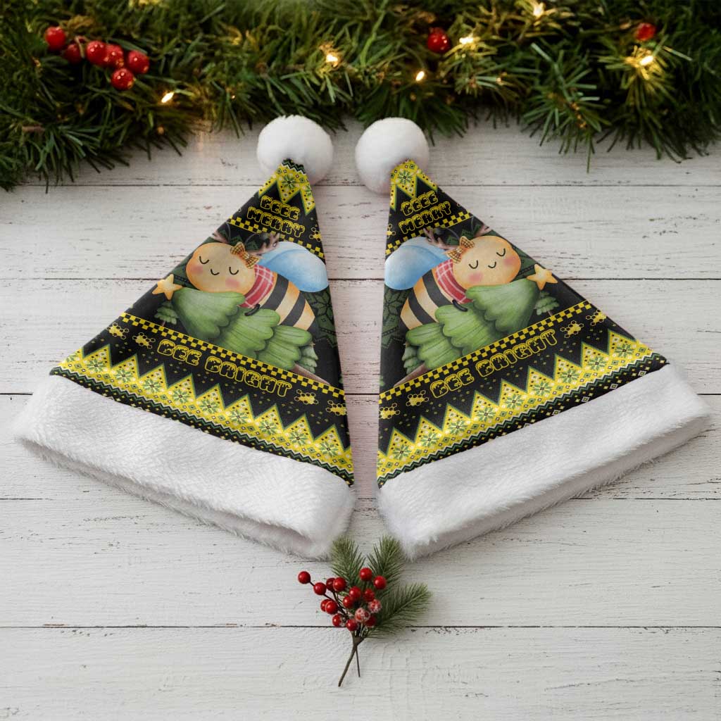 Bee Christmas Santa Hat Cute Bumblebee - Wonder Print Shop