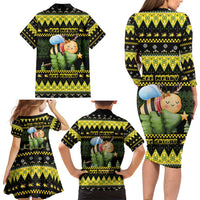 Bee Christmas Family Matching Long Sleeve Bodycon Dress and Hawaiian Shirt Cute Bumblebee - Wonder Print Shop