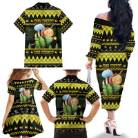 Bee Christmas Family Matching Off The Shoulder Long Sleeve Dress and Hawaiian Shirt Cute Bumblebee - Wonder Print Shop
