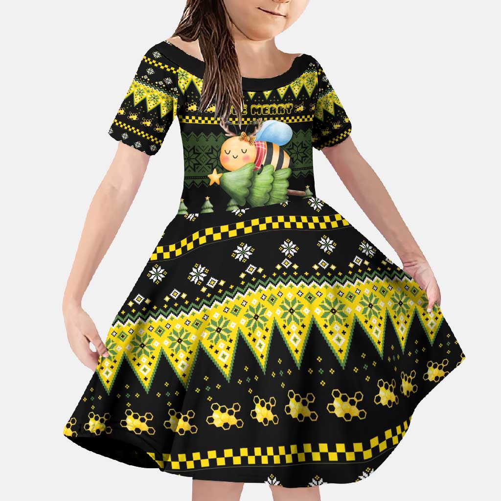 Bee Christmas Family Matching Off Shoulder Maxi Dress and Hawaiian Shirt Cute Bumblebee - Wonder Print Shop