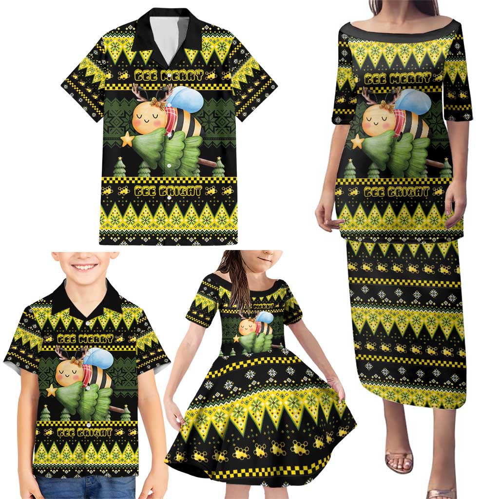 Bee Christmas Family Matching Puletasi and Hawaiian Shirt Cute Bumblebee - Wonder Print Shop