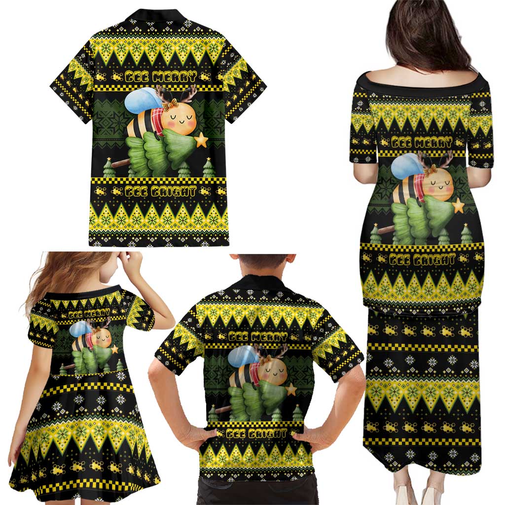 Bee Christmas Family Matching Puletasi and Hawaiian Shirt Cute Bumblebee - Wonder Print Shop