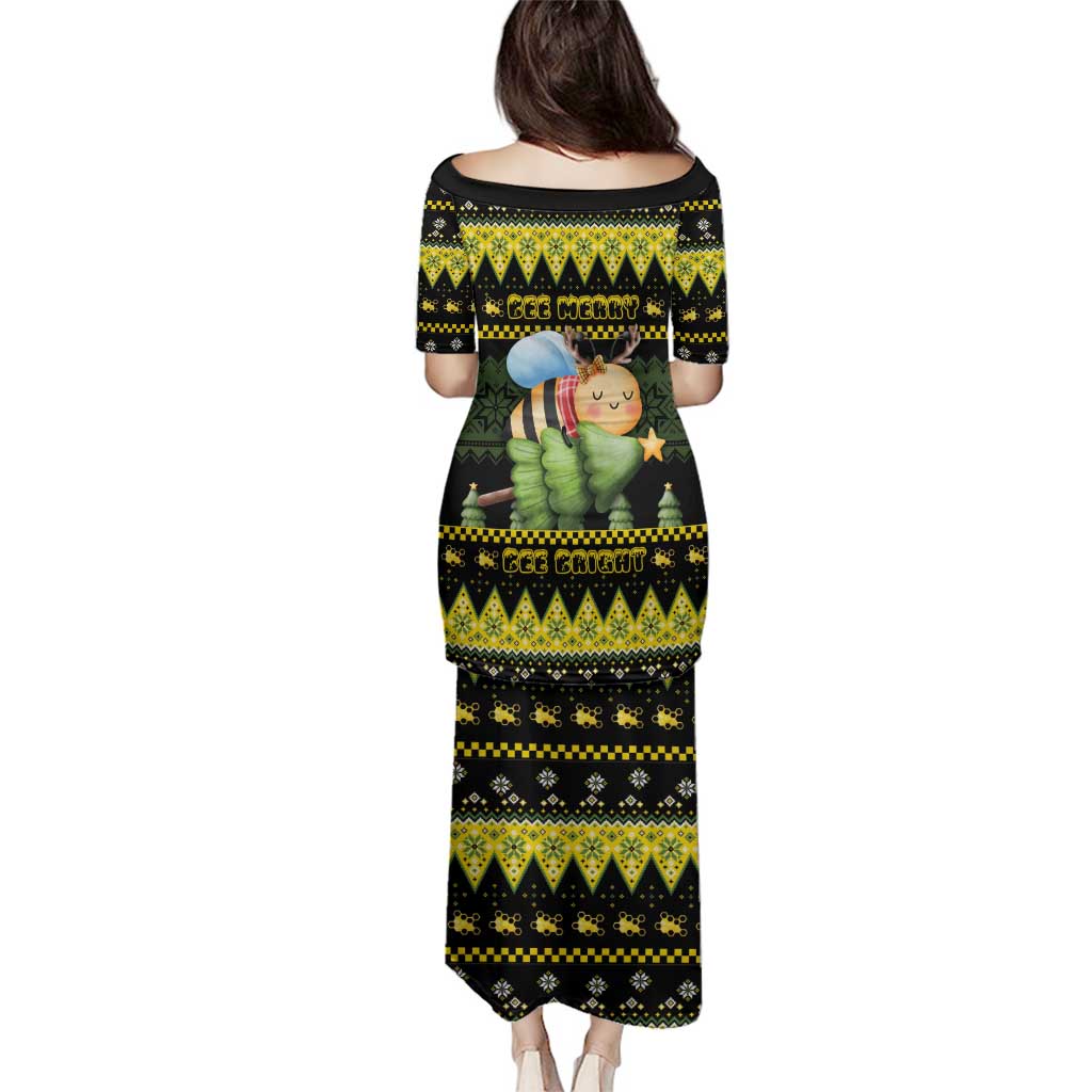 Bee Christmas Family Matching Puletasi and Hawaiian Shirt Cute Bumblebee - Wonder Print Shop