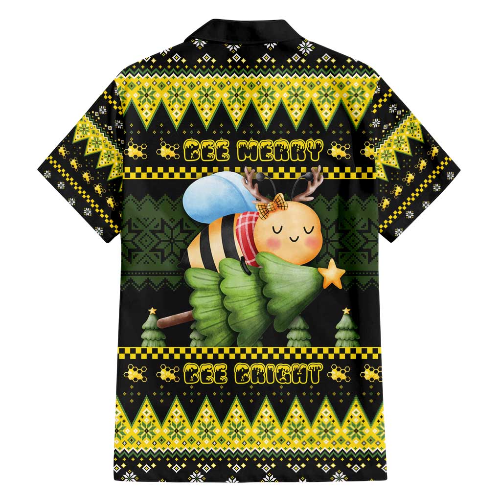 Bee Christmas Family Matching Short Sleeve Bodycon Dress and Hawaiian Shirt Cute Bumblebee - Wonder Print Shop