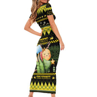 Bee Christmas Family Matching Short Sleeve Bodycon Dress and Hawaiian Shirt Cute Bumblebee - Wonder Print Shop