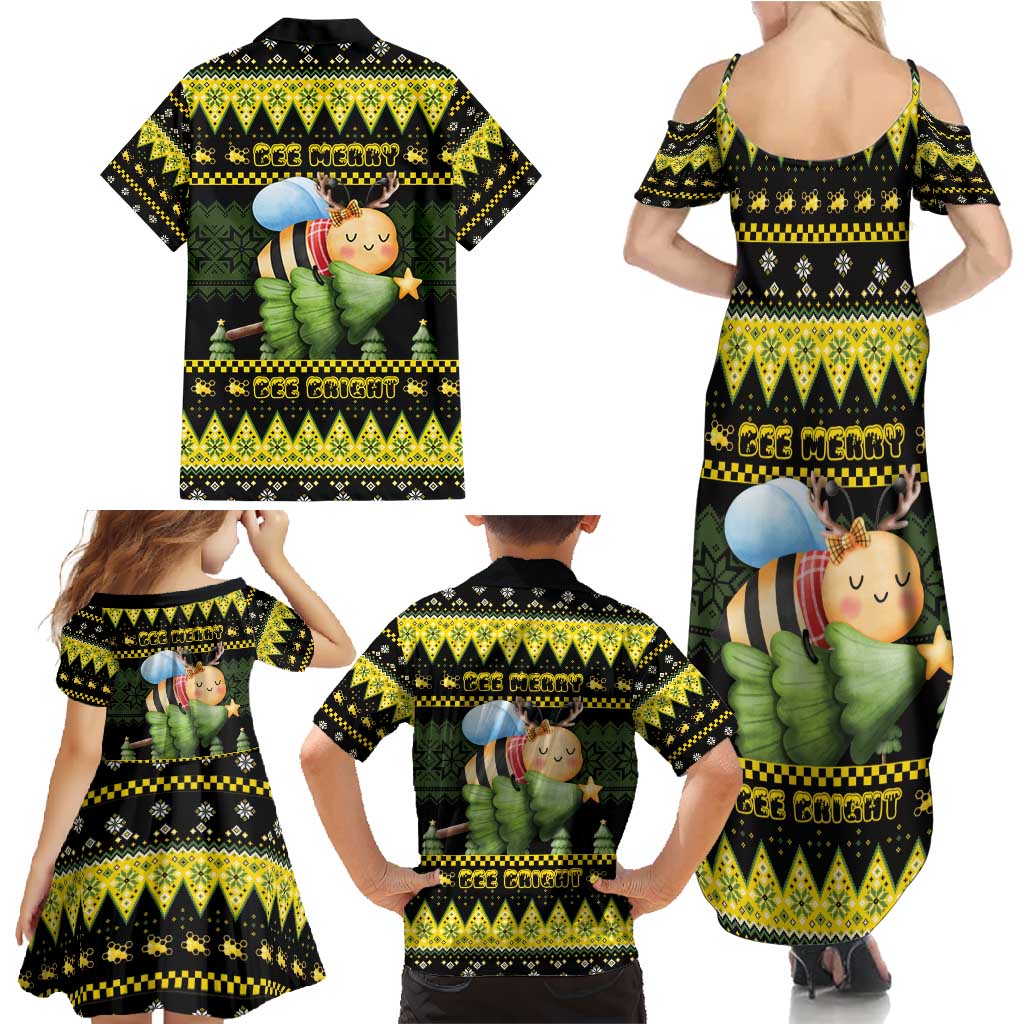 Bee Christmas Family Matching Summer Maxi Dress and Hawaiian Shirt Cute Bumblebee - Wonder Print Shop