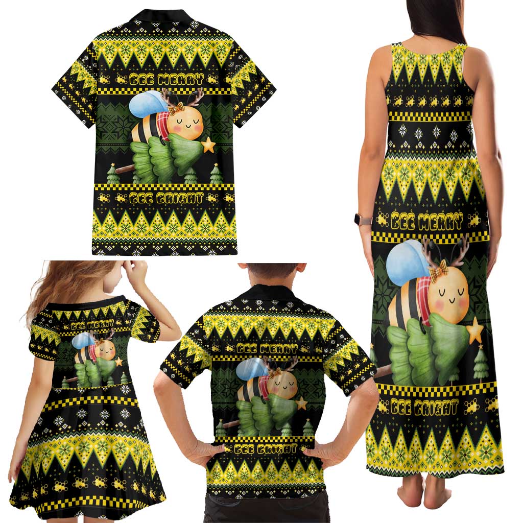 Bee Christmas Family Matching Tank Maxi Dress and Hawaiian Shirt Cute Bumblebee - Wonder Print Shop