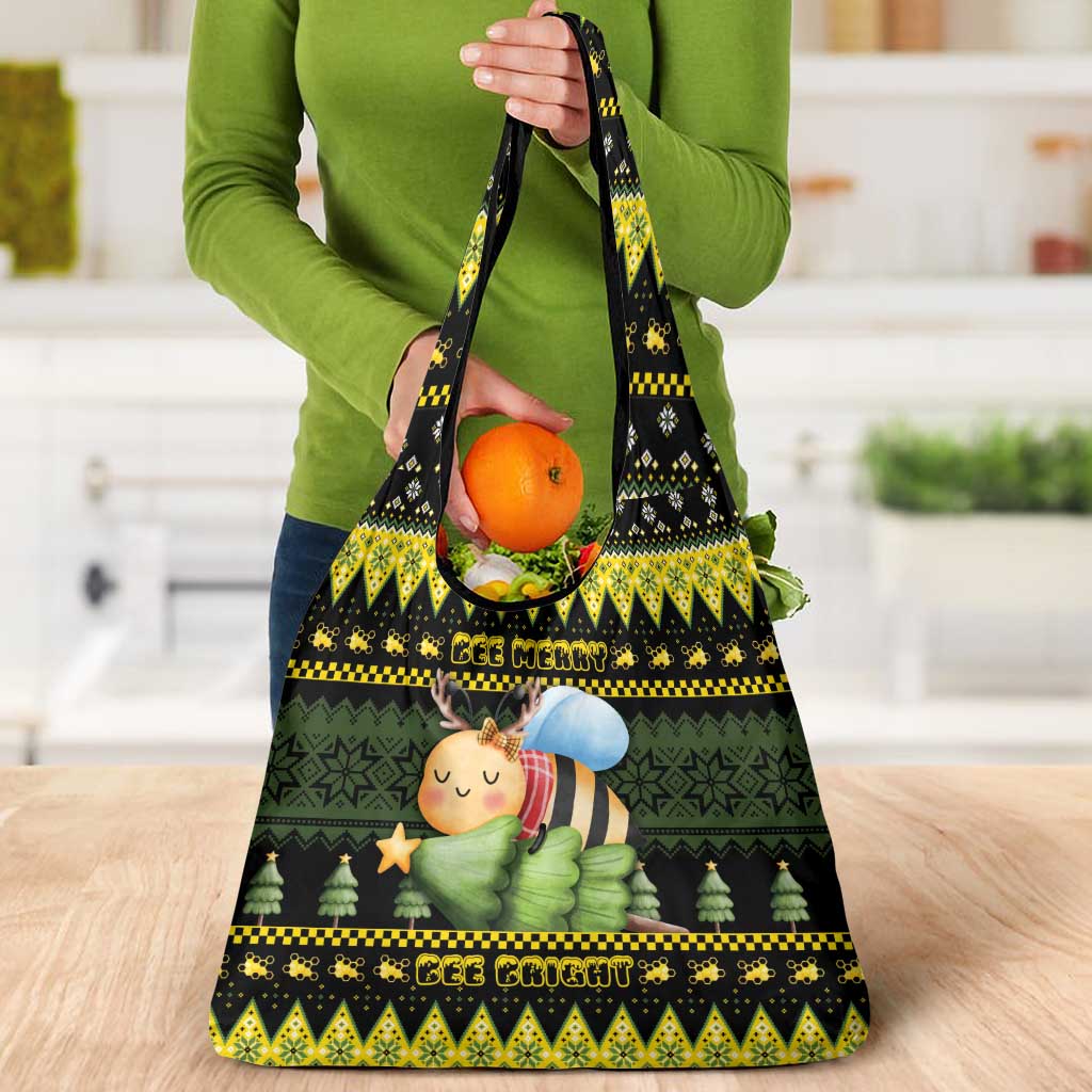 Bee Christmas Grocery Bag Cute Bumblebee - Wonder Print Shop