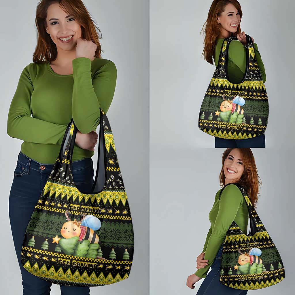 Bee Christmas Grocery Bag Cute Bumblebee - Wonder Print Shop