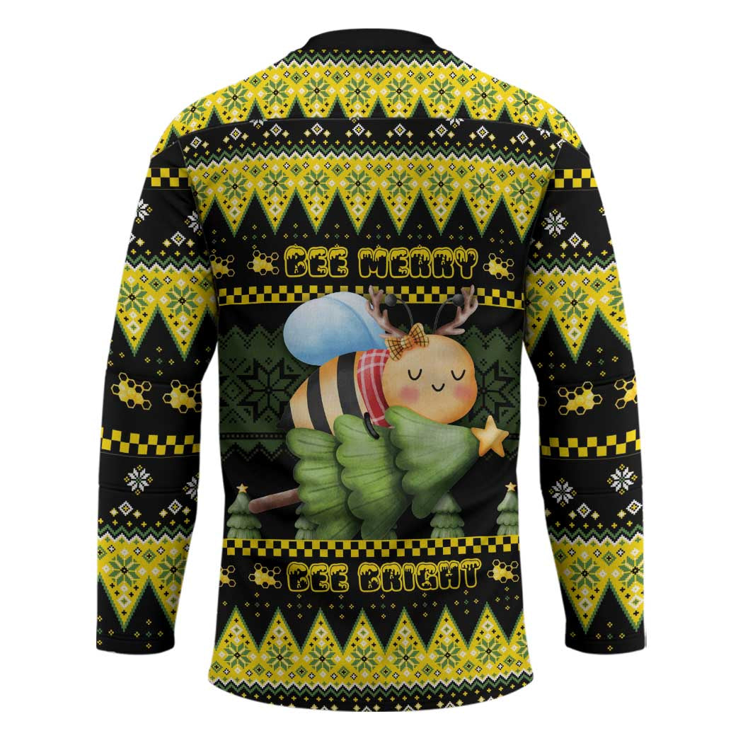 Bee Christmas Hockey Jersey Cute Bumblebee - Wonder Print Shop