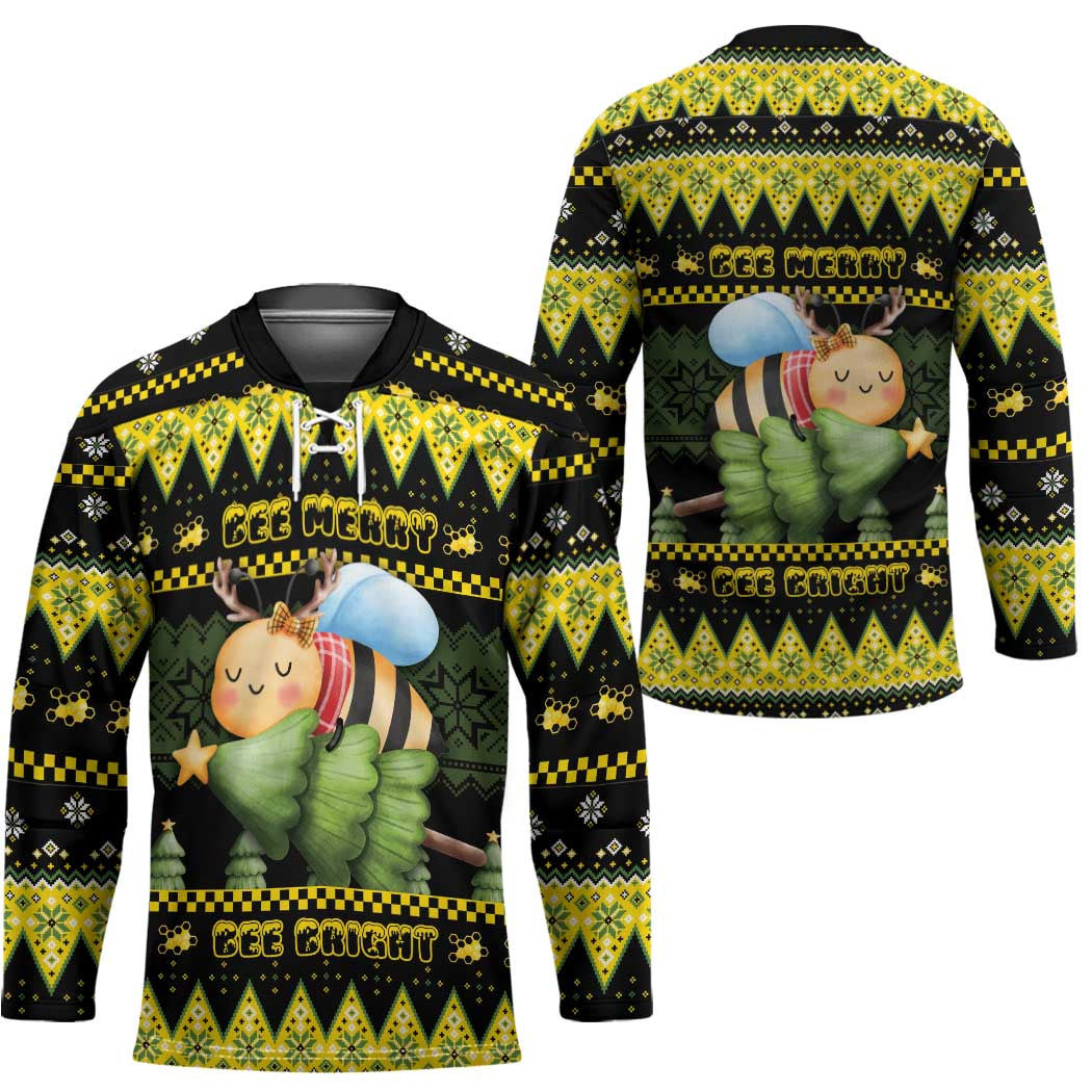 Bee Christmas Hockey Jersey Cute Bumblebee - Wonder Print Shop