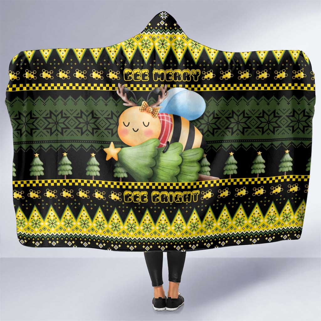 Bee Christmas Hooded Blanket Cute Bumblebee - Wonder Print Shop