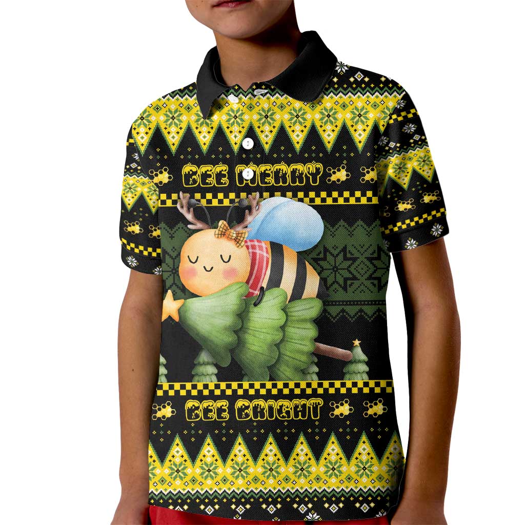 Bee Christmas Kid Polo Shirt Cute Bumblebee - Wonder Print Shop
