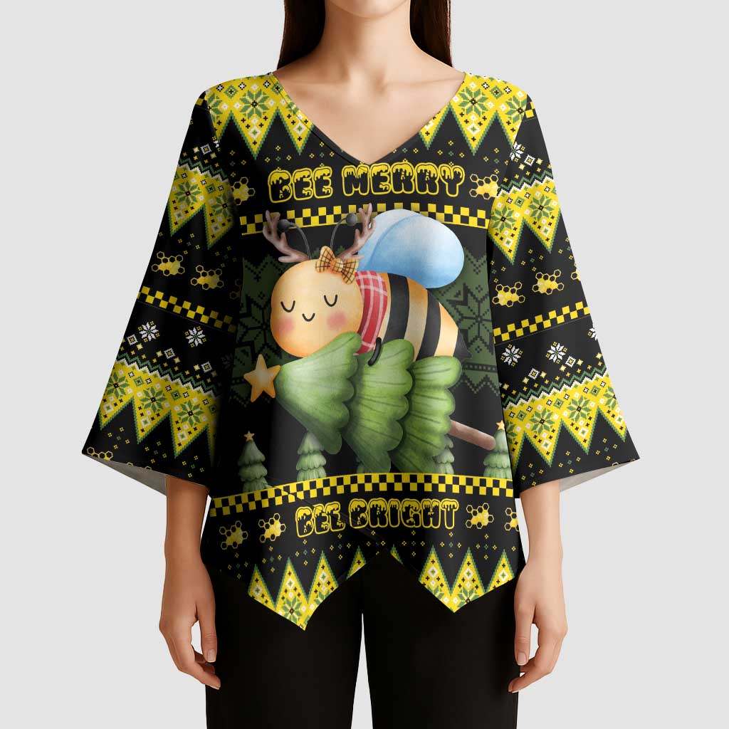 Bee Christmas Kimono Sleeve Blouse Cute Bumblebee - Wonder Print Shop