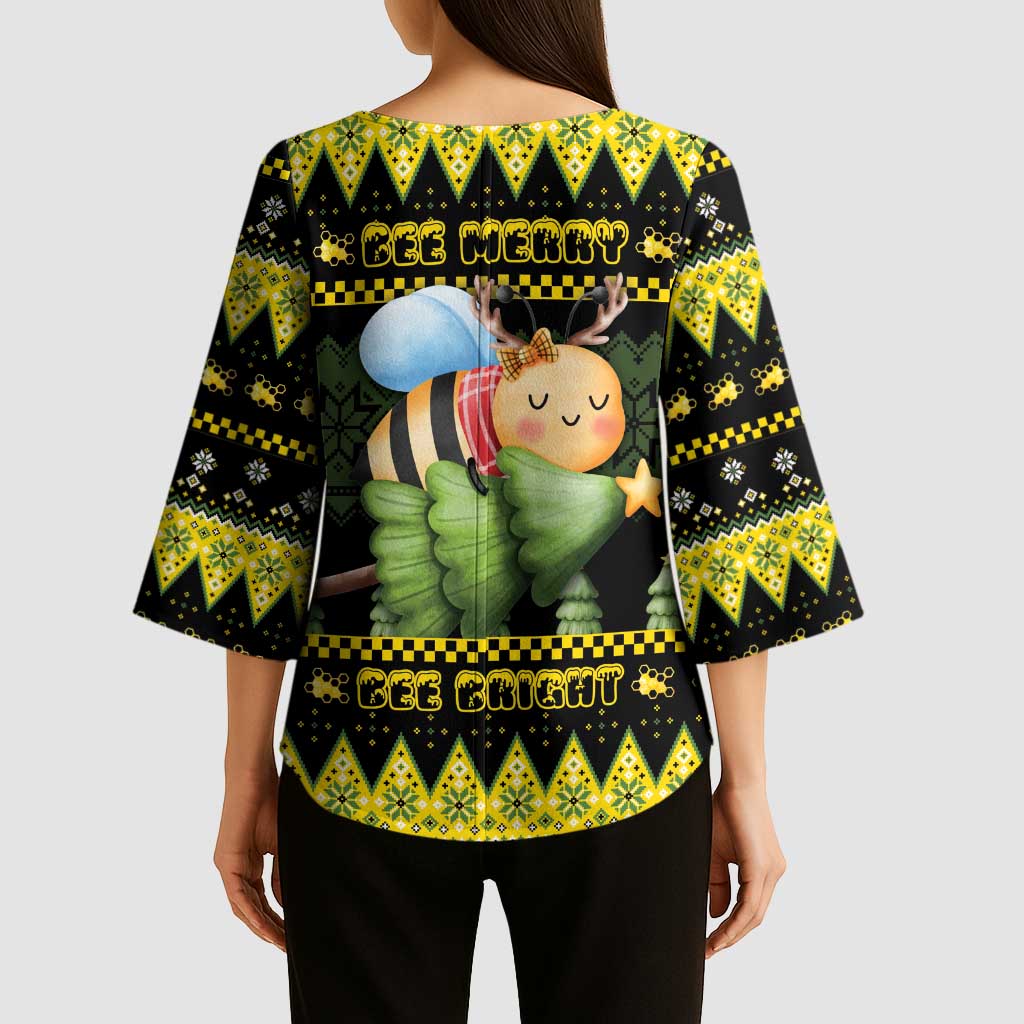 Bee Christmas Kimono Sleeve Blouse Cute Bumblebee - Wonder Print Shop