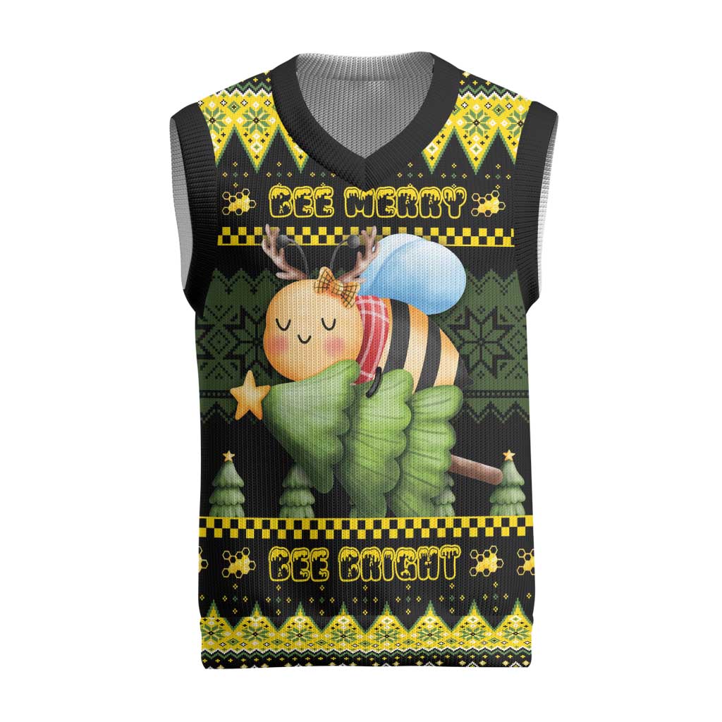 Bee Christmas Knitted V-Neck Vest Cute Bumblebee - Wonder Print Shop