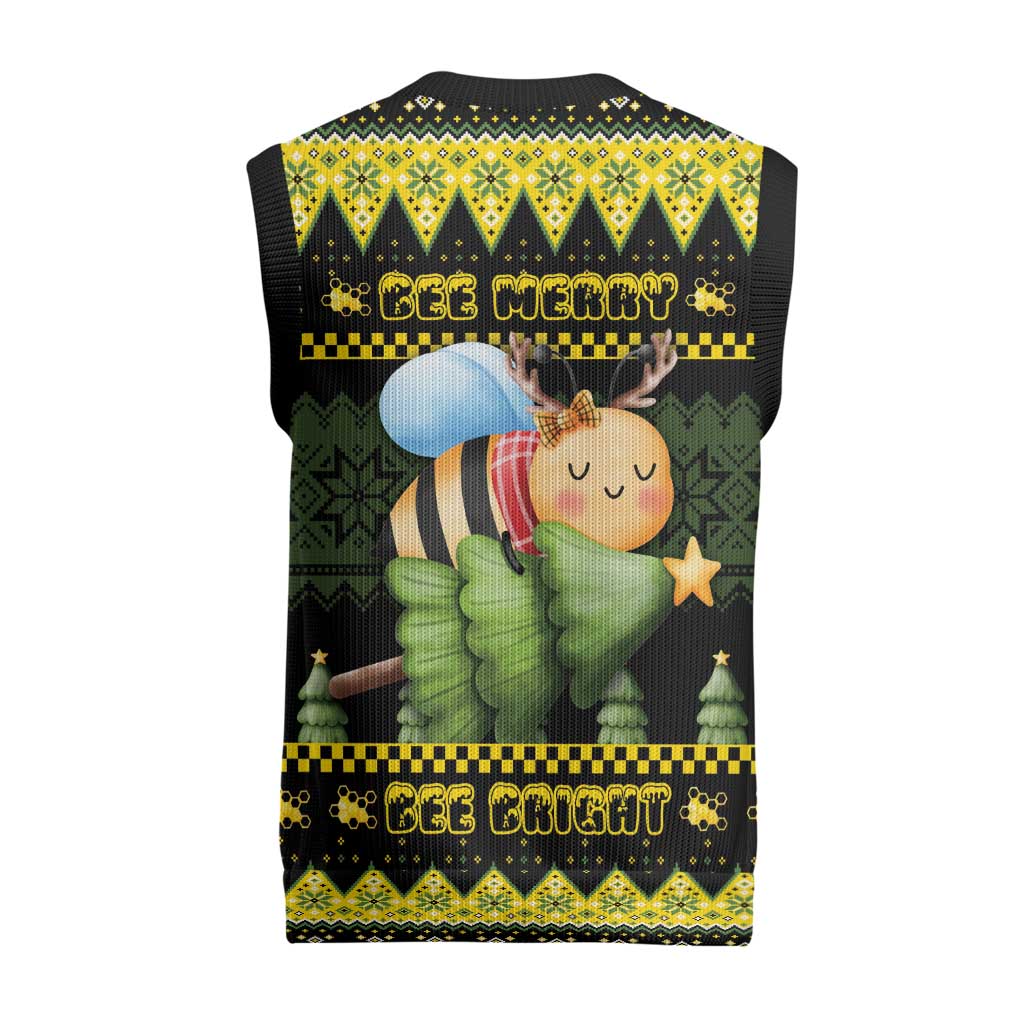Bee Christmas Knitted V-Neck Vest Cute Bumblebee - Wonder Print Shop