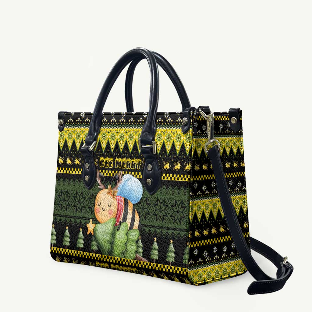 Bee Christmas Leather Bag Cute Bumblebee - Wonder Print Shop
