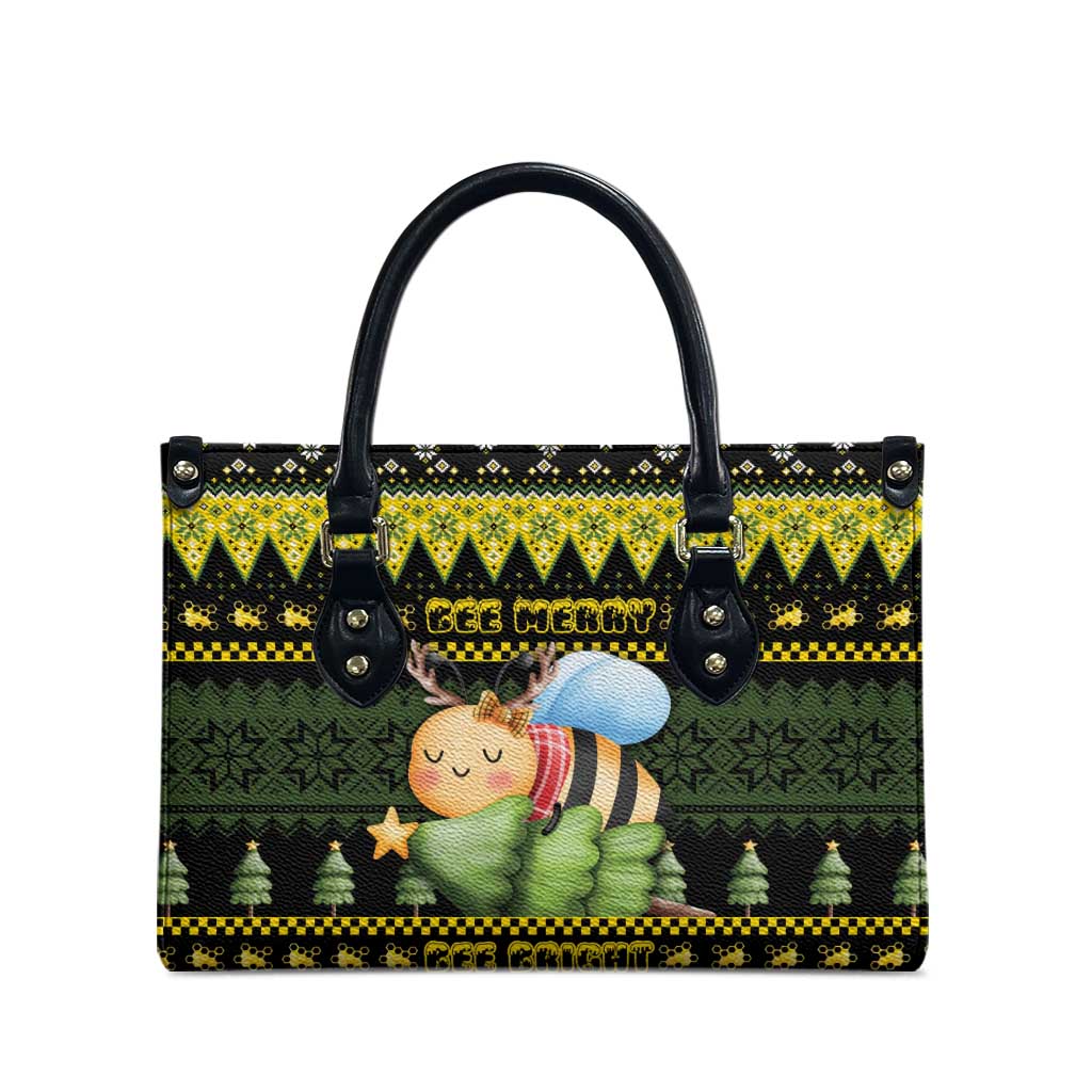 Bee Christmas Leather Bag Cute Bumblebee - Wonder Print Shop
