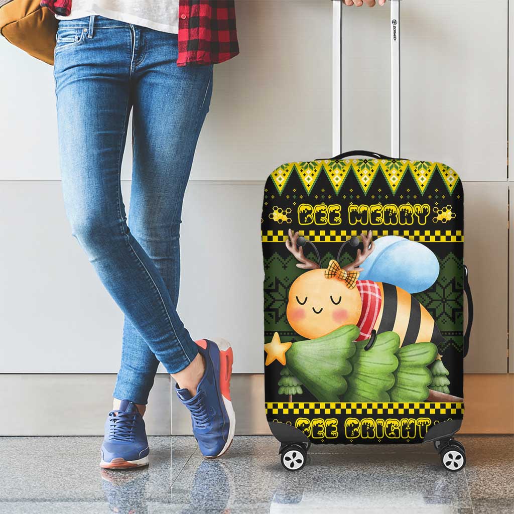 Bee Christmas Luggage Cover Cute Bumblebee - Wonder Print Shop