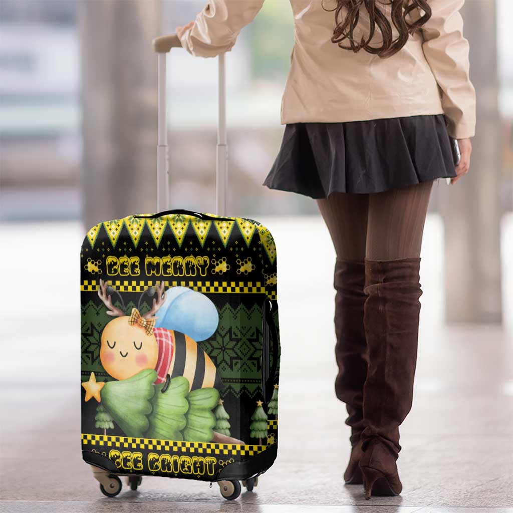 Bee Christmas Luggage Cover Cute Bumblebee - Wonder Print Shop