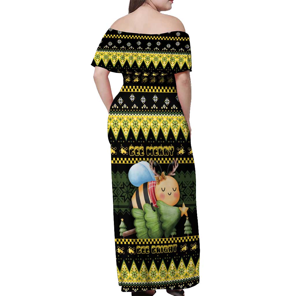 Bee Christmas Off Shoulder Maxi Dress Cute Bumblebee - Wonder Print Shop