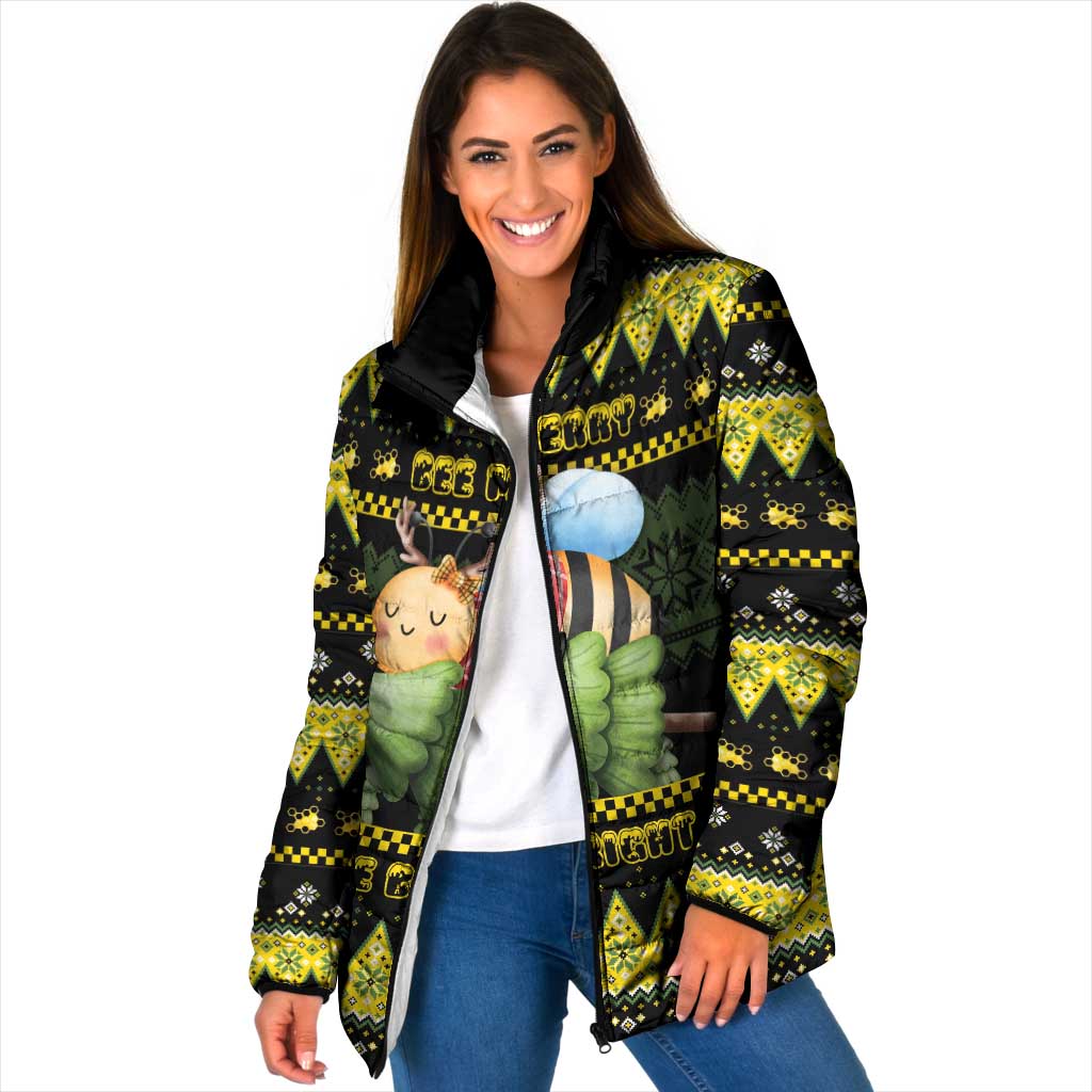 Bee Christmas Padded Jacket Cute Bumblebee - Wonder Print Shop