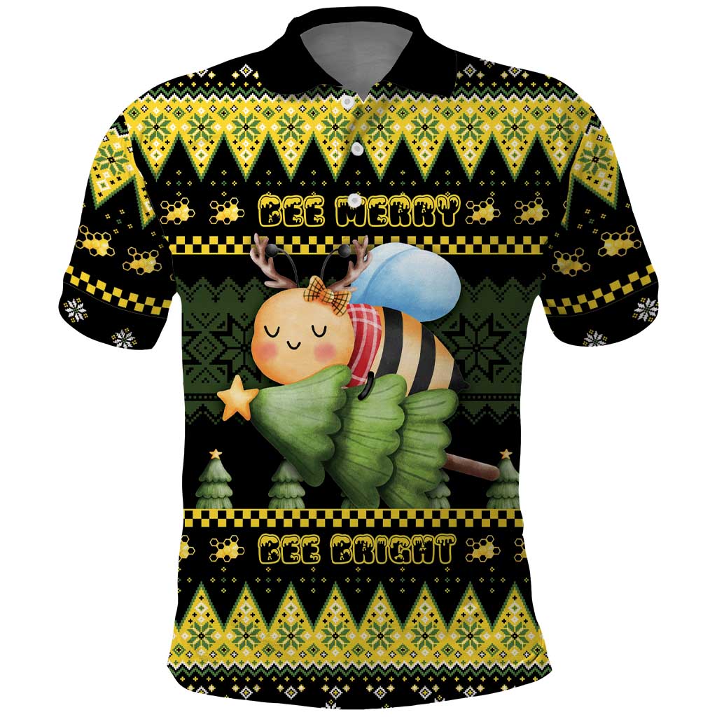 Bee Christmas Polo Shirt Cute Bumblebee - Wonder Print Shop