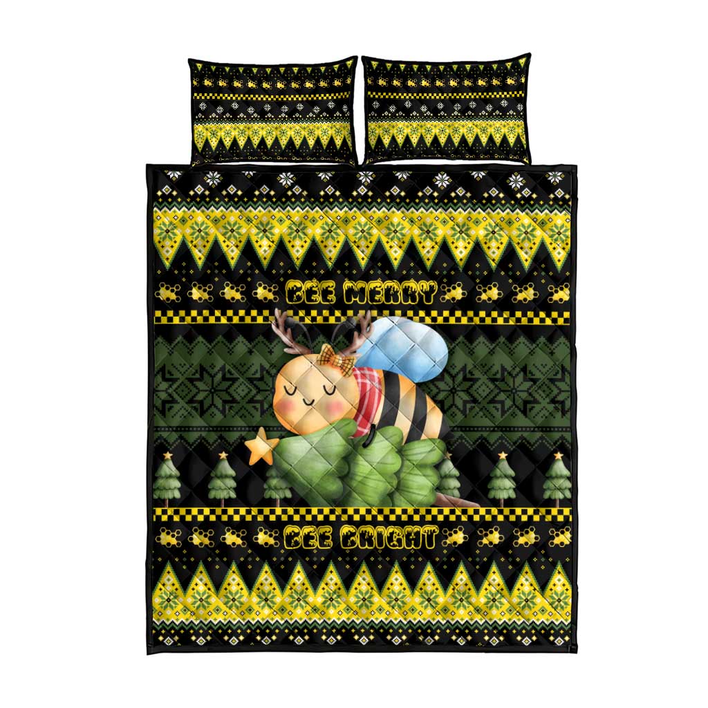 Bee Christmas Quilt Bed Set Cute Bumblebee - Wonder Print Shop