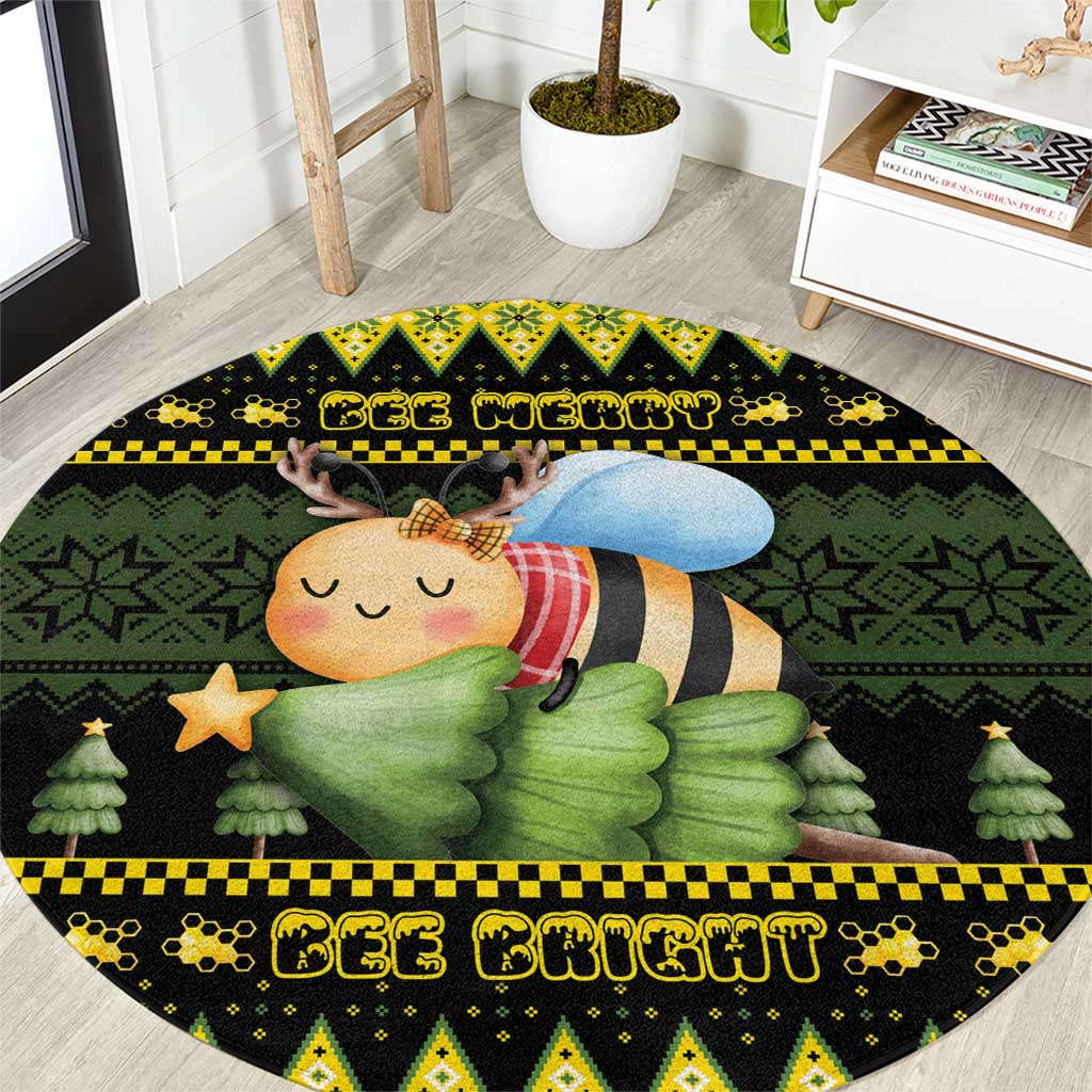 Bee Christmas Round Carpet Cute Bumblebee - Wonder Print Shop
