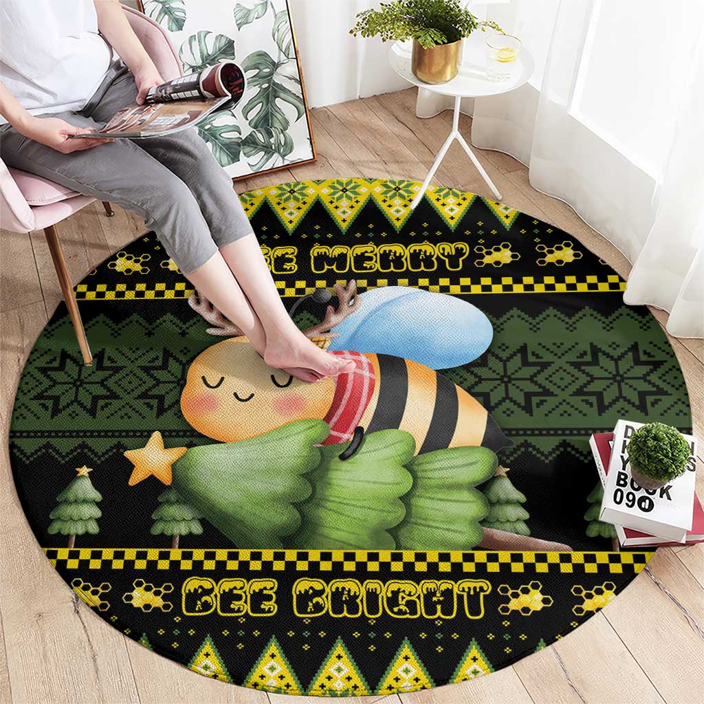 Bee Christmas Round Carpet Cute Bumblebee - Wonder Print Shop