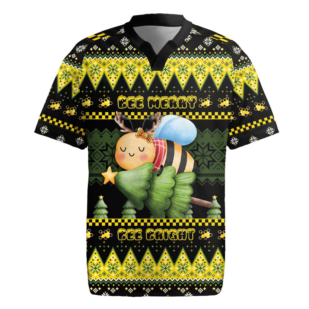 Bee Christmas Rugby Jersey Cute Bumblebee - Wonder Print Shop