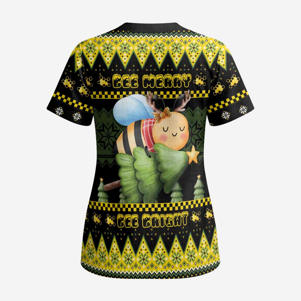 Bee Christmas Scrub Top Cute Bumblebee - Wonder Print Shop