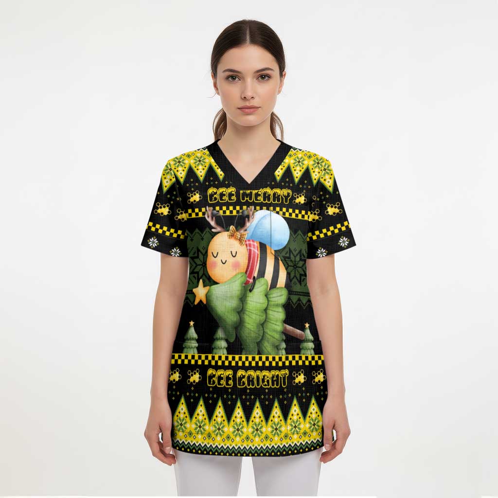 Bee Christmas Scrub Top Cute Bumblebee - Wonder Print Shop